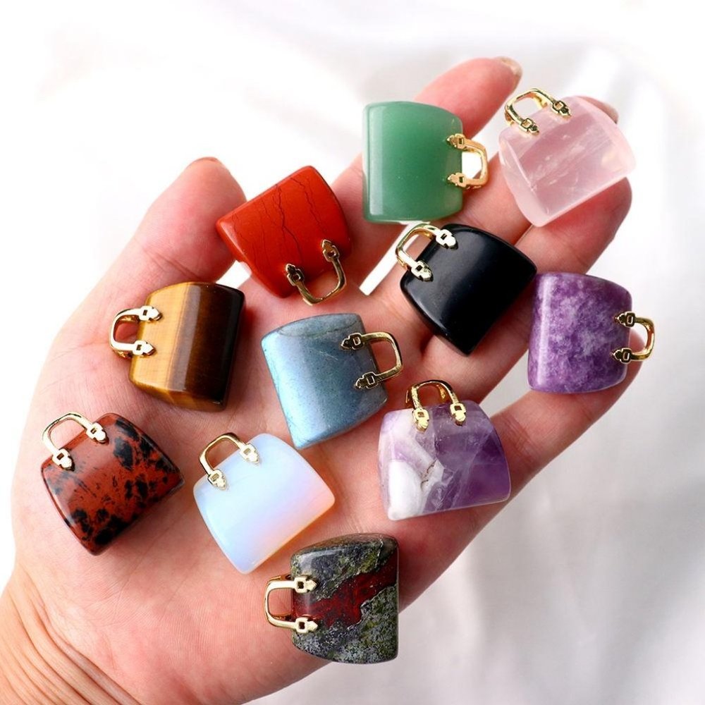 Chakra Stones Hand Carved Gemstone Healing Crystals Handbag Shaped1Pack(AnyColor
